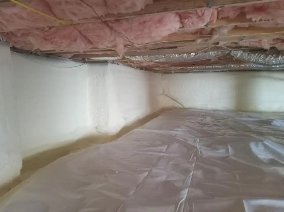 Crawl space encapsulation with closed-cell spray foam for Flat Roof Repair in Vinings